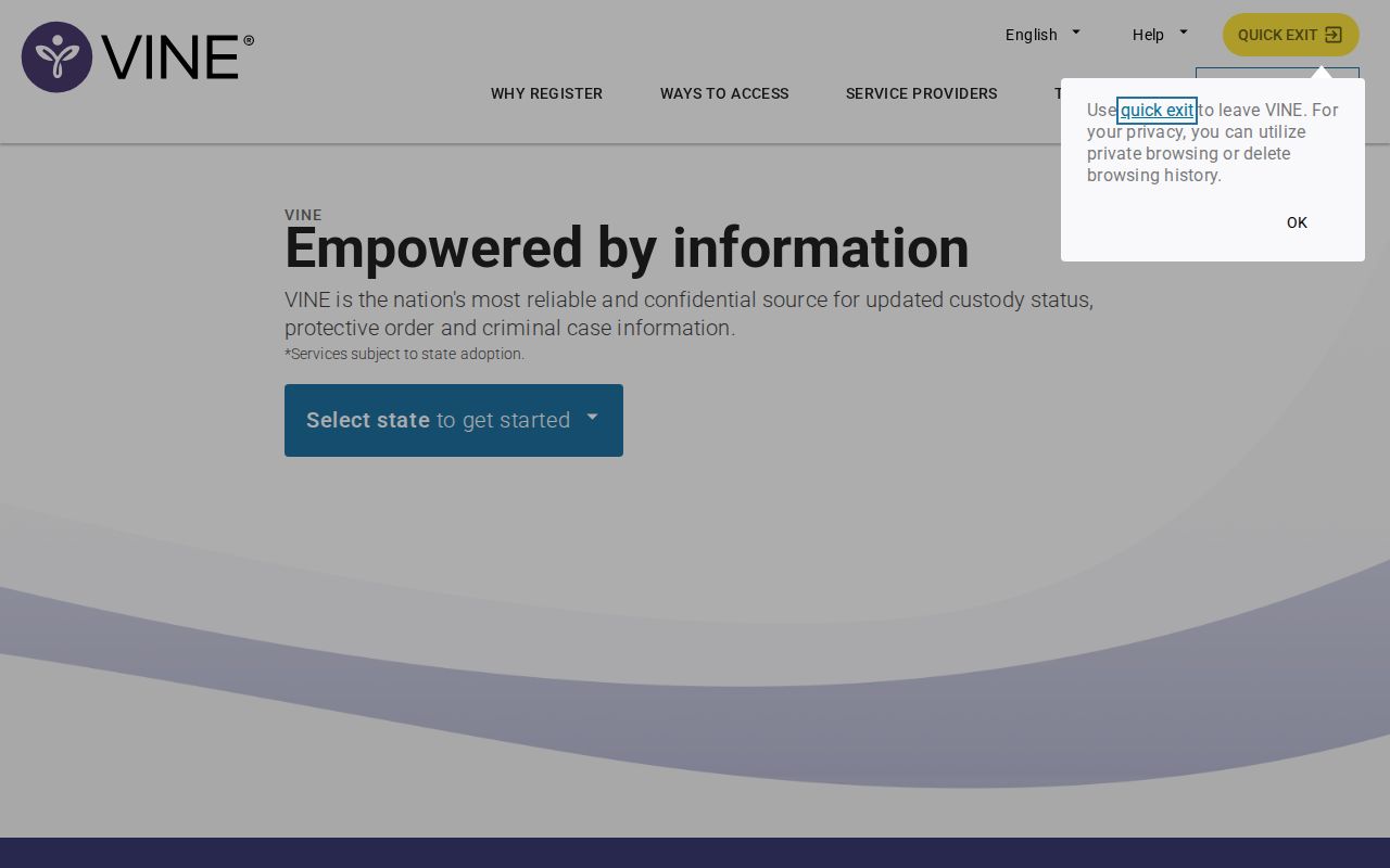 Newport News VINELink inmate search and release notification screen